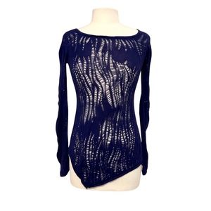 2/$25 Express Navy Holy Asymmetrical Sweater
